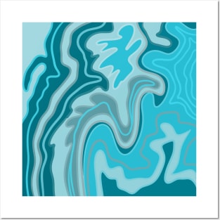 Abstract blue waves Posters and Art